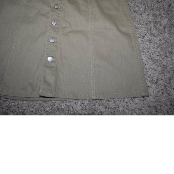 Womens Jessica Simpson Denim Skirt 32 Khaki Jean Stretch A-Line Burron Front - Picture 3 of 4